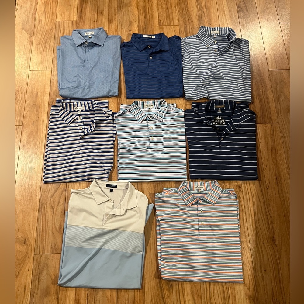Peter Millar golf polo bundle 8 pieces all size L